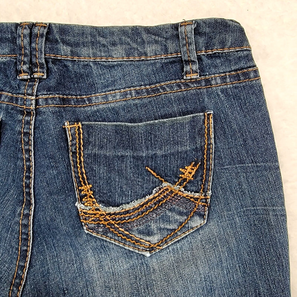 Vanilla Star Jeans Women 10 Bootcut Dark Wash Fade Distressed Embellished Y2K - Picture 9 of 12
